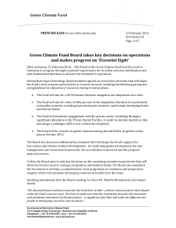 Green Climate Fund Board takes key decisions on operations and