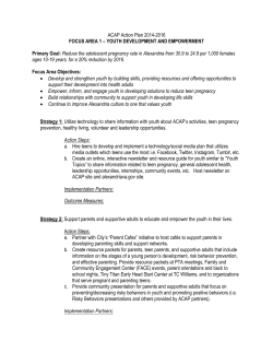 ACAP Action Plan 2014-2016 FOCUS AREA 1 – YOUTH