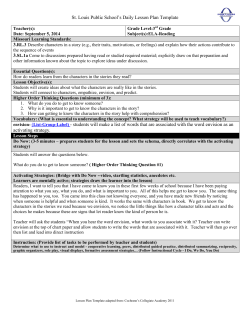 St. Louis Public School`s Daily Lesson Plan Template envision