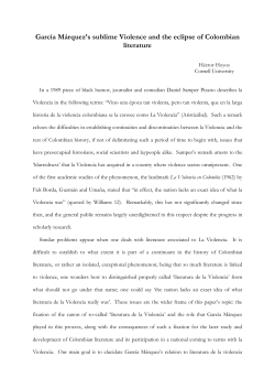 Garc&iacute;a M&aacute;rquez`s sublime Violence and the eclipse of Colombian