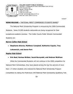 NEWS RELEASE &ndash; &ldquo;NATIONAL MERIT COMMENDED STUDENTS