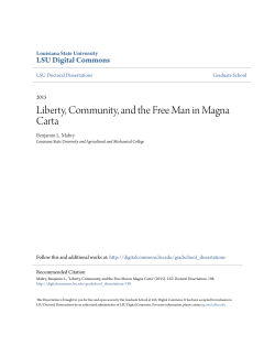 Liberty, Community, and the Free Man in Magna Carta