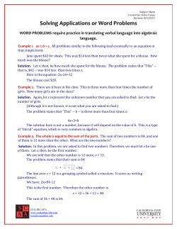 Solving Applications or Word Problems
