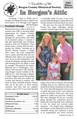Newsletter of the - Bergen County Historical Society