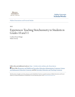 Experiences Teaching Stoichiometry to Students in