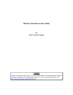 Marius Victorinus on the Trinity by Paul Vincent Spade