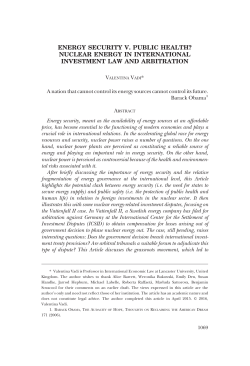 ENERGY SECURITY V. PUBLIC HEALTH? NUCLEAR ENERGY IN