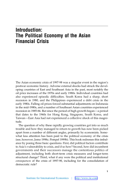 Introduction: The Political Economy of the Asian Financial Crisis