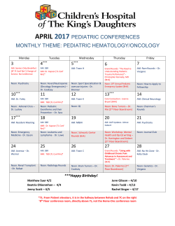 APRIL 2017 PEDIATRIC CONFERENCES MONTHLY THEME