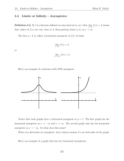 3.4 Limits at Infinity - Asymptotes