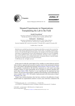 Situated Experiments in Organizations: Transplanting