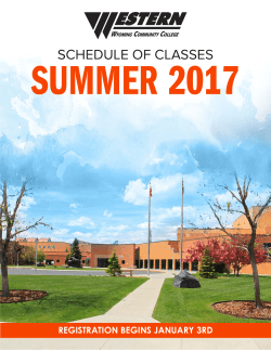 Summer 2017 Schedule - Western Wyoming Community College