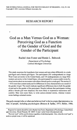 God as a Man Versus God as a Woman: Perceiving God as a