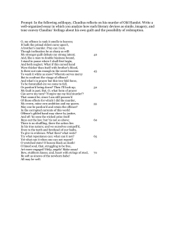 Prompt: In the following soliloquy, Claudius reflects