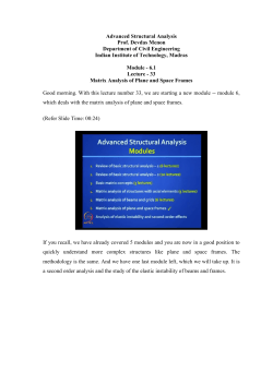 Advanced Structural Analysis Prof. Devdas Menon
