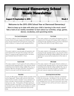 Sherwood Elementary School Music Newsletter