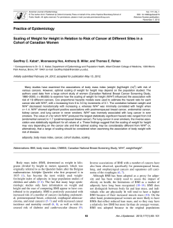 Scaling of Weight for Height in Relation to Risk of Cancer at Different