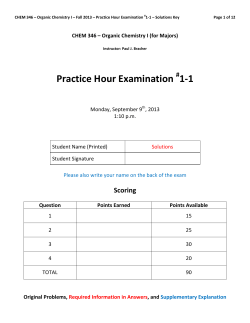 CHEM 346 &ndash; Organic Chemistry I (for Majors)