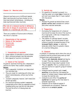 Chapter 16 &ndash; Rates of Reaction