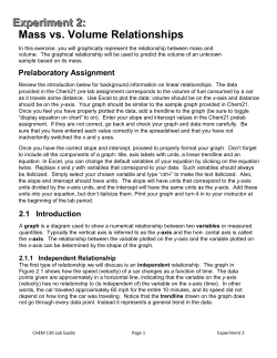 Mass vs. Volume Relationships