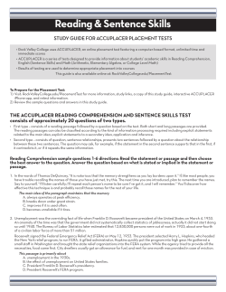 ACCUPLACER Reading and Sentence Skills