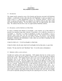 1 CHAPTER 2 BLACKBODY RADIATION 2.1 Introduction. This