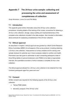 Appendix T The 24-hour urine sample: collecting and
