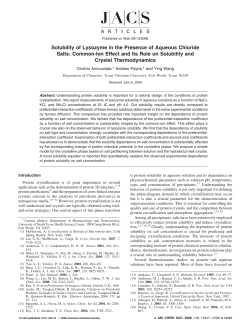 Solubility of Lysozyme in the Presence of Aqueous Chloride Salts