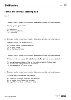 Formal and informal speaking quiz