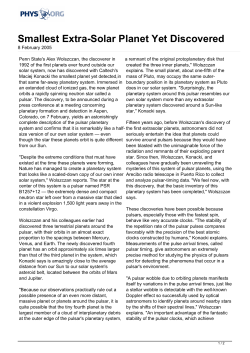 Smallest Extra-Solar Planet Yet Discovered