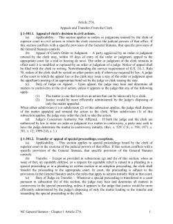 Article 27A - Appeals and Transfers From the Clerk.
