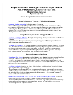 Sugar-Sweetened Beverage Taxes and Sugar Intake: Policy