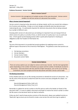 Guidance Document: Version Control What is Version Control?