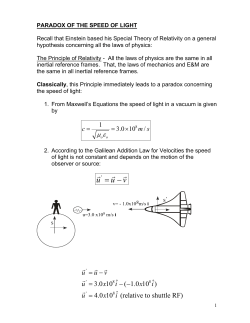 Paradox of the Speed of Light