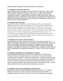 Migration Myths: Addressing Preconceived Notions of Immigration 1
