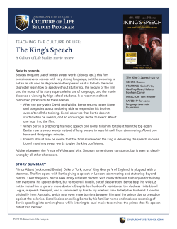 The King`s Speech - Culture of Life Studies