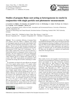 Studies of propane flame soot acting as heterogeneous ice nuclei in