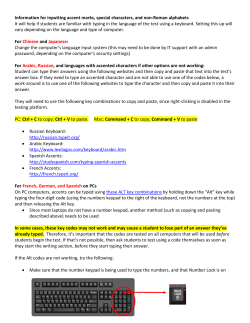 Information for inputting accent marks, special characters, and non