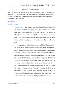 Poems Unit in Reader for Class 10