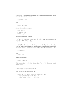 p. 185 #70.) Finding where the tangent line is horizontal is the same