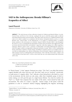 SAD in the Anthropocene - Environmental Humanities