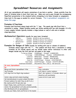Spreadsheet Resources and Assignments