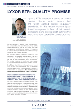 LYXOR ETFs QUALITY PROMISE