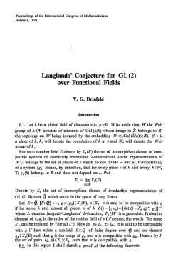 Langlands` Conjecture for GL (2) over Functional Fields