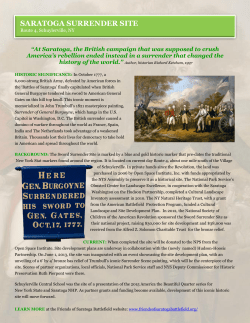 Surrender Site Fact Sheet - Friends of Saratoga Battlefield