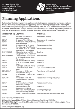 Applications Advertised week commencing 18 May 2015