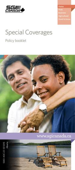 Special Coverages - SGI CANADA Policy Booklet