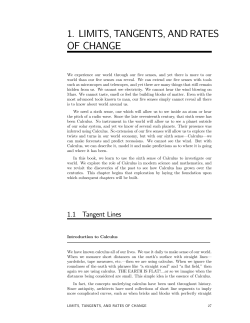 1. LIMITS, TANGENTS, AND RATES OF CHANGE
