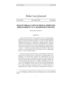 Senate Trials and Factional Disputes: Impeachment as a