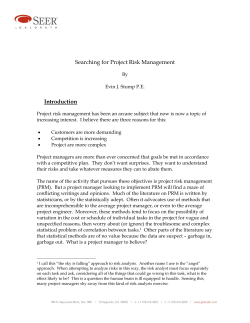 Searching for Project Risk Management Introduction